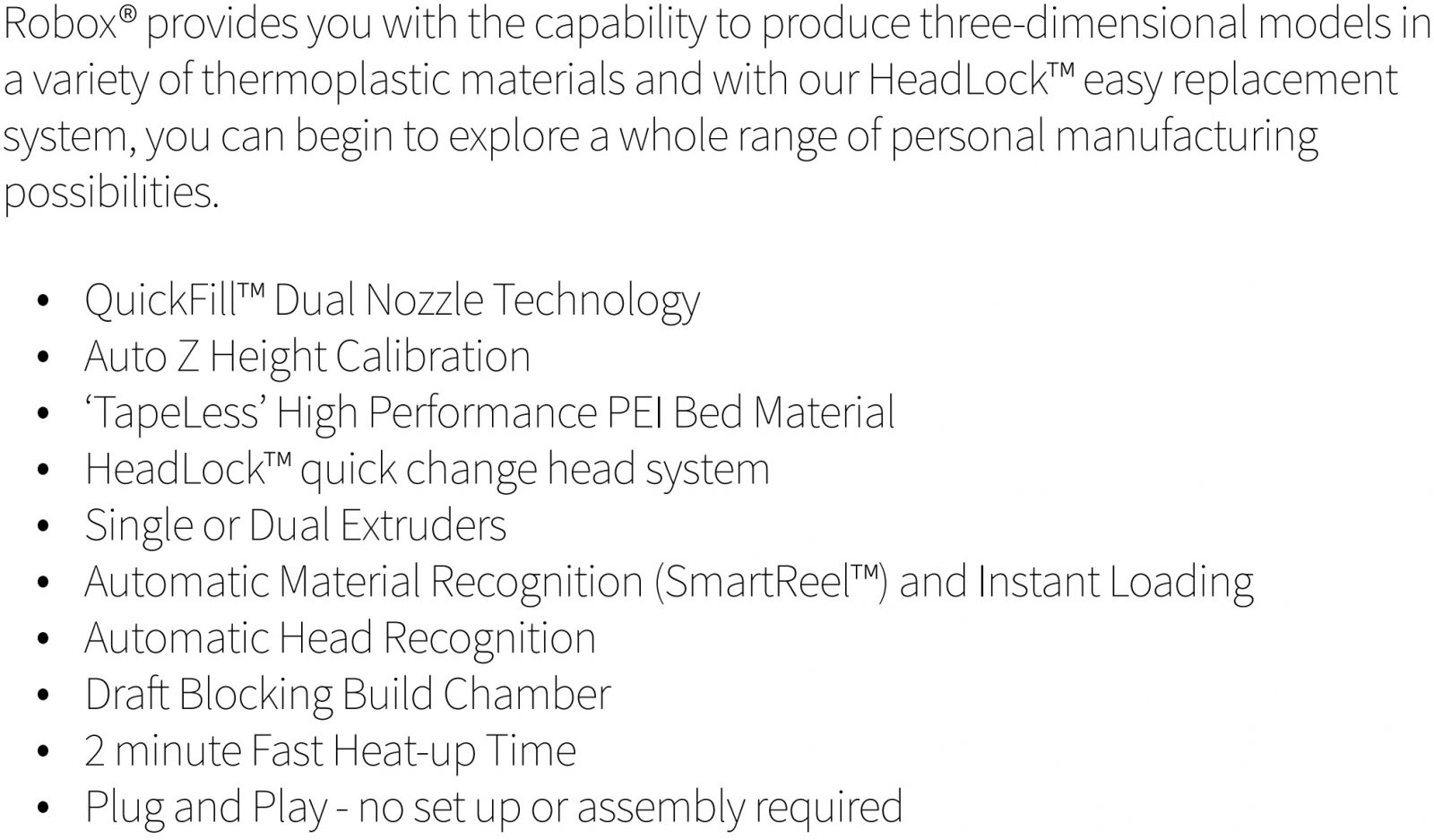 מדפסות תלת מימד ROBOX 3D PRINTER RBX01